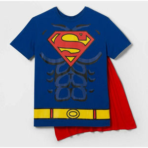 NEW Men's Superman w/ Cape Short Sleeve Royal Blue Size XL